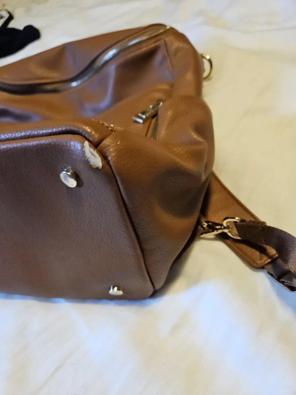 Azaria Brown Leather Backpack - Diaper Bag Large